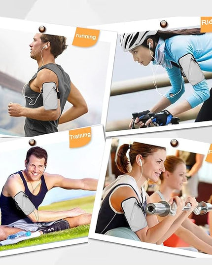 Phone Holder, Small Crossbody Shoulder Holsters Bag with Arm Band, Fits iPhone and Android, Use for Running, Walking, Hiking & Biking (6.7 Inches, Grayish White)