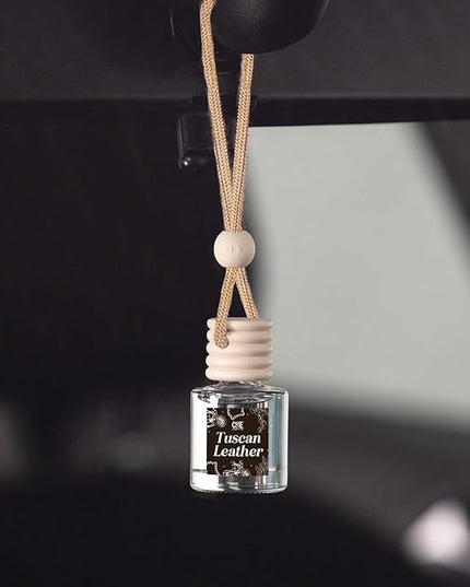 C&E Craft Co Hanging Car Air Freshener Diffuser 2 Pack, Long Lasting Fragrance Oil Car Freshener, Glass Bottle Auto Air Freshener, Made in USA (Tuscan Leather)