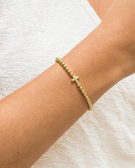 Gold Bracelets for Women 14K Gold Beaded Bracelets Stackable Bracelets for Women Gold Charm Bracelet Non Tarnish Gold Jewelry for Women Trendy