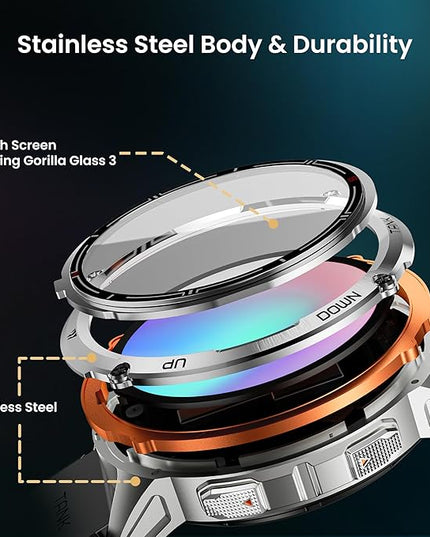 KOSPET Tank T3 Ultra 2 Smart Watch GPS for Men, 5ATM Waterproof, Pressure&Altitude&Compass, Extra-Large Battery, Full Metal Body Rugged Military Smartwatch Bluetooth Calling-1.43” AMOLED Display