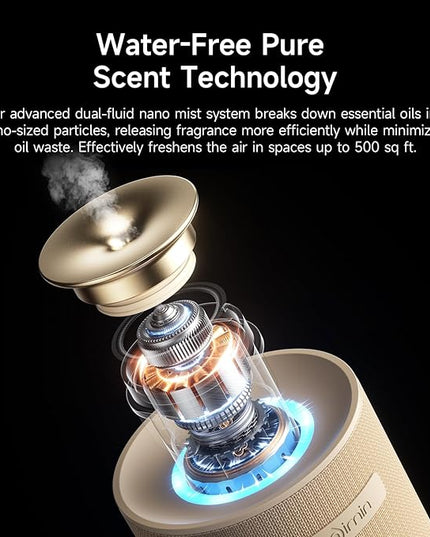 Auto-Start/Stop 2-in-1 Car Diffuser, Waterless Essential Oil Diffuser & Auto Air Freshener for Home Aromatherapy, Cordless Adjustable Fragrance Diffuser Compatible with 5/10/15ml Bottles