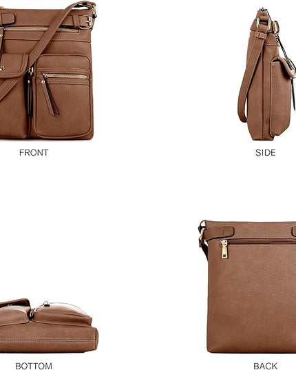 SG SUGU Katie Lightweight Medium Crossbody Bag Shoulder Bag with Multi Pocket for Women