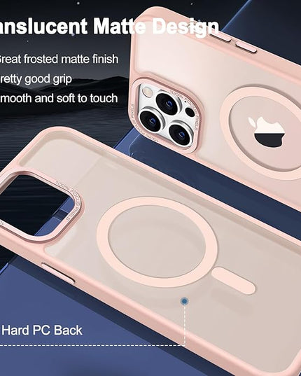 Hython Case for iPhone 12 Pro Case Magnetic Translucent Matte Phone Cases 6.1" [Compatible with MagSafe] Thin Slim Fit Shockproof Bumper Hard Protective Cover for Women Men Girls, Frosted Pink