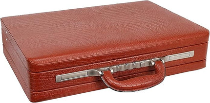 Full Grain Leather Briefcase Attache For Unisex Size L18 * W5 * H12 IN Expandable Italian Lock Briefcase