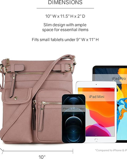 SG SUGU Katie Lightweight Medium Crossbody Bag Shoulder Bag with Multi Pocket for Women