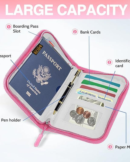 Passport Holder for Travel, Women Rfid Blocking Passport Wallet, Travel Essentials Premium Wallets, Waterproof Passport Holders Bag for Men Traveling, Travel Document Organizer Credit Cards Case