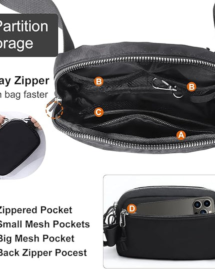 Mini Belt Bag for Women, RFID Small Fanny Pack, Womens Fashion Waist Packs with Extender Strap, Crossbody Bum Bags