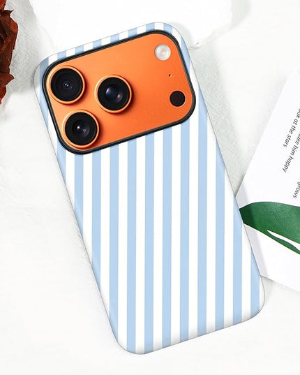 Magnetic for iPhone 17 Pro Max Case Cute Diagonal Stripes Phone Case, Shockproof Slim TPU and Hard PC Protective Phone Cover Compatible with MagSafe Designed for Women Girls,Blue