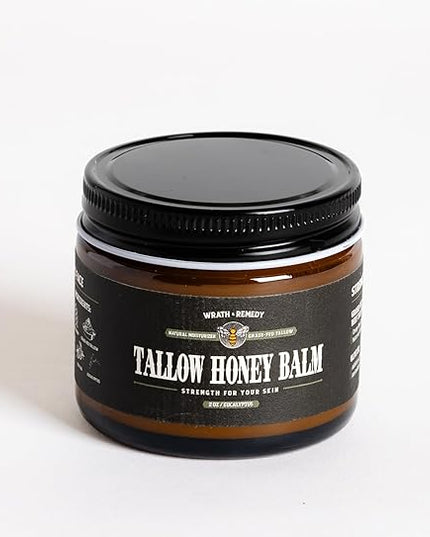 Organic Beef Tallow for Skin -2OZ (Eucalyptus, Concentrated) — Grass Fed Beef Tallow for face + Body — US-Made Tallow and Honey Balm Moisturizer for Dry & Sensitive Skin,Eczema,Rosacea (No Additives)