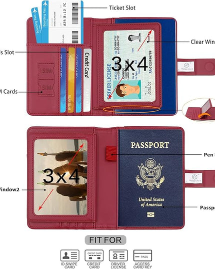 Melsbrinna Rfid Passport Holder for Travel women/Men, Cute Passport Wallet Rfid Blocking Card Slots, Rfid Passport Cover/CaseTravel Wallet, Passport Book Holder (1, Red3)