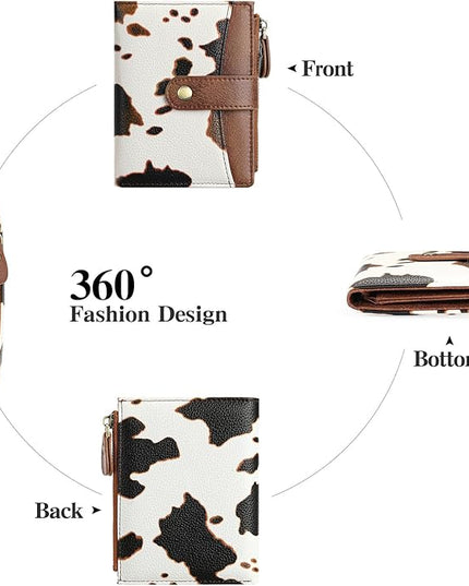 FALAN MULE Small Wallet for Women Leather RFID Blocking Bifold Credit Card Holder with Zipper Coin Pocket