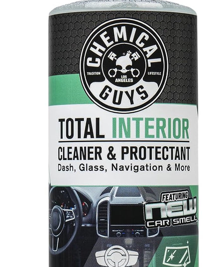 Chemical Guys Total Interior Cleaner & Protectant - New Car Scent, Car Cleaning Spray, Cleans and Protects Leather, Vinyl, Plastic, Rubber, and Glass, Safe for Trucks, SUVs, Jeeps, RVs & More - 16 oz