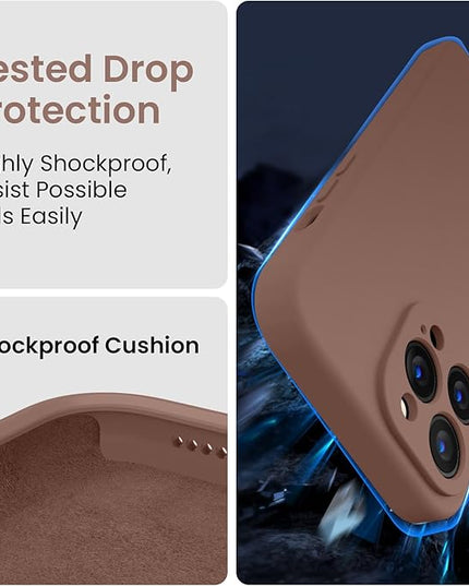 FireNova Designed for iPhone 13 Pro Max Case, Silicone [Camera Protection] Phone Case with [2 Screen Protectors], Soft Anti-Scratch Microfiber Lining Inside, 6.7 inch, Light Brown
