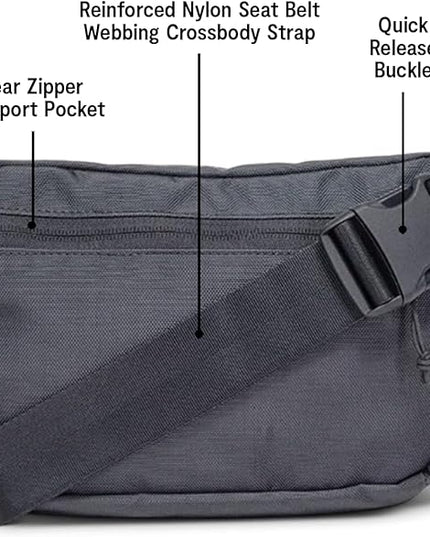 Baboon to the Moon Fanny Pack Full Size 3L Water Repellent Waist Bags Crossbody Belt Bag Lightweight Travel Everyday Bag for Men Women, Grey