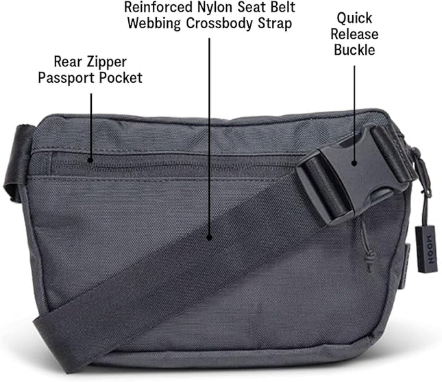 Baboon to the Moon Fanny Pack Full Size 3L Water Repellent Waist Bags Crossbody Belt Bag Lightweight Travel Everyday Bag for Men Women, Grey