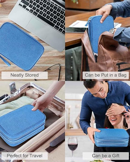 FYY Electronic Organizer, Large Travel Cable Organizer Bag Pouch Electronic Accessories Carry Case Portable Waterproof Double Layers All-in-One Storage Bag for Cable, Cord, Charger, Phone, Cyan