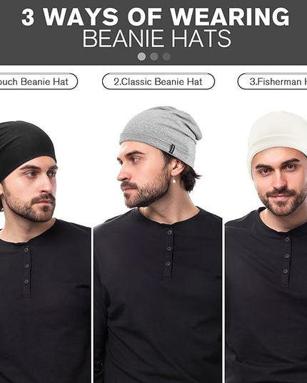 Slouchy Beanie for Women Men Soft Cotton Chemo Hats Double-Layer Warm Beanie Cap for Daily Wear & Transitional Seasons