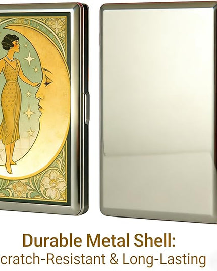 Vintage - Style Versatile Card & Cash Case With RFID Protection, Durable Metal Slim Wallet Blunt Case Blocking Card Holder for Women Men Credit ID Business Cards (#J)