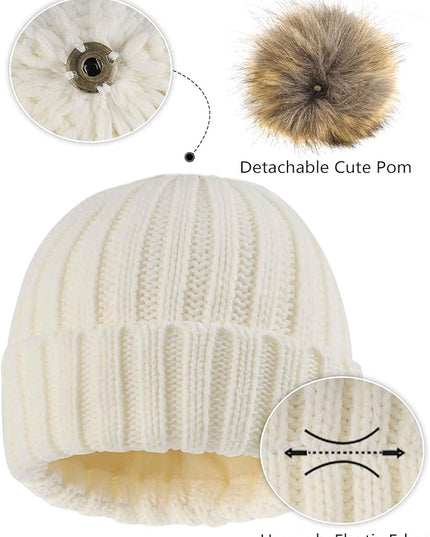 Zylioo Plus Size Fleece Lined Beanie Hat,2XL/XL/L/M/S Thermal Knitted Hat,Winter Warm Lined Snow Hats for Women Men