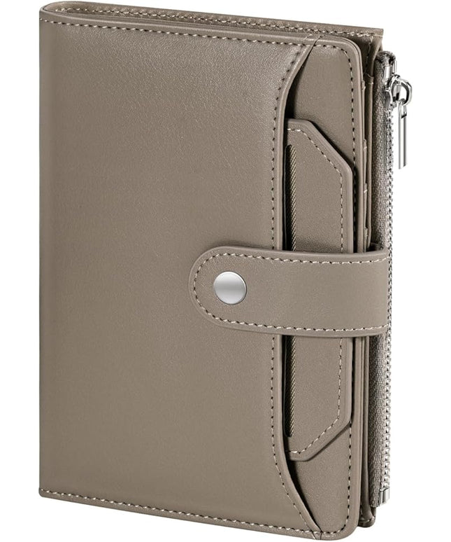 Dadanism RFID Passport Holder for Travel, Pu Leather Passport Wallet Cover with Card Holders, SIM Slots, Zippered Coin Pocket and Cash Slot, Slim Compact Travel Wallet for Women, Khaki Brown