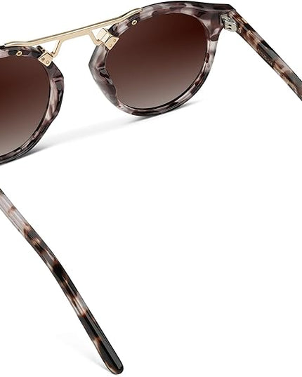 WearMe Pro - Women's Polarized, Round Retro, Double-Bridge Vintage Sunglasses