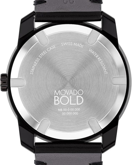 Movado Bold TR90 Ultra Modern Watch for Men and Women - Swiss Quartz 3H Movement, Leather Strap - Water Resistant 3ATM/30 Meters - Sporty Style Wristwatch for Everyone - 42mm