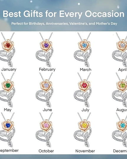LAVALE Heart Birthstone Necklace for Women, Ideal Anniversary Birthday Gifts for Women Wife Girlfriend Her, Amazing Valentine's day Gift for Mom Women