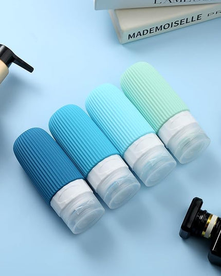 Travel Bottles for Toiletries, Tsa Approved 2oz Travel Bottles, BPA Free Leak Proof Travel Size Toiletry Containers, Refillable Travel Accessories with Toiletry Bag for Shampoo Liquid (4 Pack)