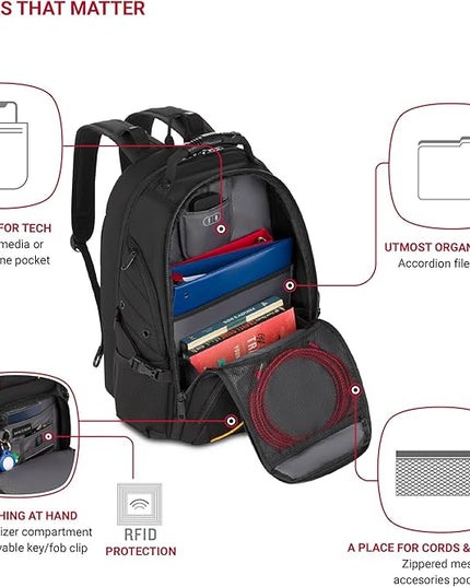 SwissGear 1900 Scansmart TSA 17 Laptop Backpack, Black/Gold, 19-Inch