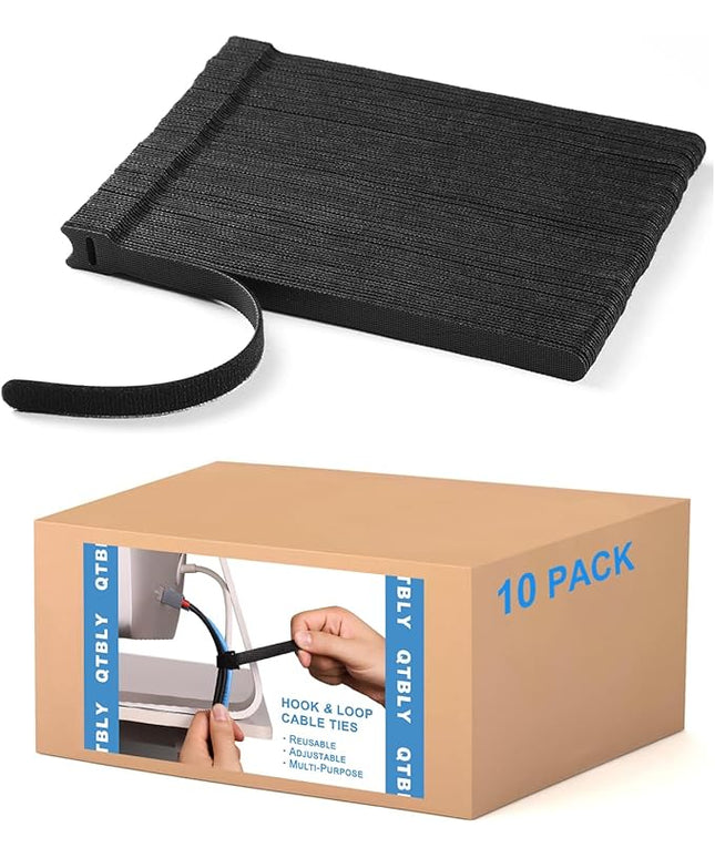 1,000 PCS 8 Inches Reusable Cable Ties | Adjustable Cord Wraps, Cable Straps | Hook & Loop Cord Organizer, Cable Management (100 PCS x 10 Packs)