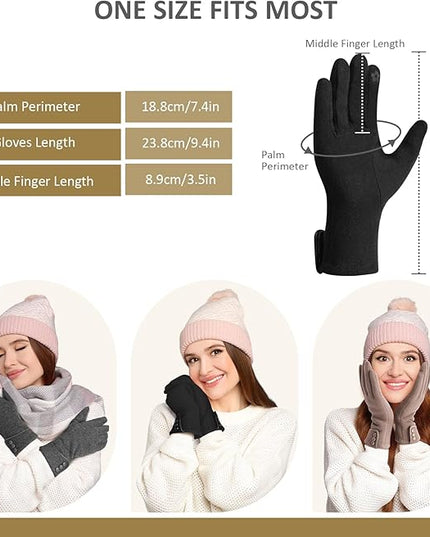 Clothirily Winter Gloves for Women, Touchscreen Texting Winter Gloves Women, Fleece Lined Warm Winter Glove for Cold Weather