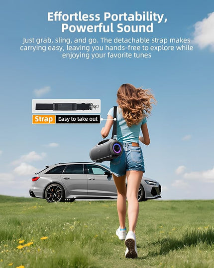 Portable Bluetooth Speakers Wireless Upgrade, 200W Peak Loud Sound/Deep Bass for Party, IP65 Waterproof Outdoor Speaker w/ 2*Subwoofer/2*Tweeter/DSP/Bass Boost/TWS/TF/USB/AUX, 24H Playtime
