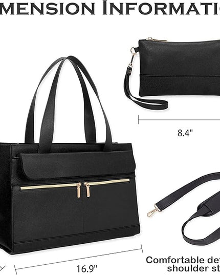 Laptop Bag for Women 15.6 Inch, Professional Tote Briefcase Purse, Eco-friendly Leather Teacher Bag Work Bag for Business