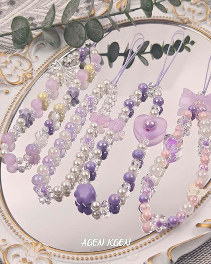 Phone Charms Cute Beaded Phone Lanyard Wrist Strap Aesthetic CellPhone Keychain Cute PhoneCharms for Women