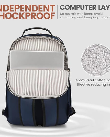LOVEVOOK Laptop Backpack for Women 18.4 inch,Cute Womens Travel Backpack Purse,Professional Laptop Computer Bag,Waterproof Work Business College Teacher Bags Carry on Backpack with USB Port,Navy Blue