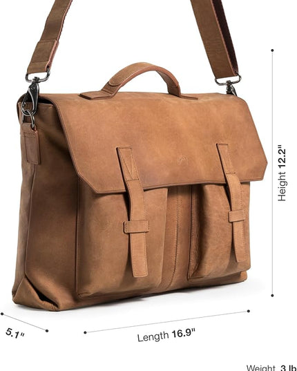 VELEZ Leather Messenger Bag for Men and Women | Vintage Briefcase for 17 inch Laptop | Work Bag Crossbody Laptop Bag