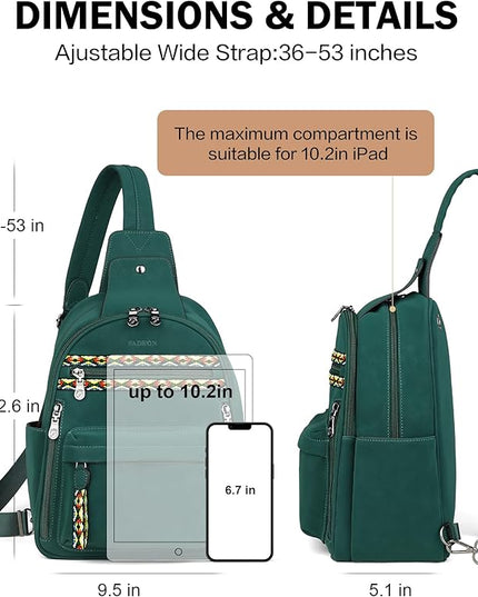 FADEON Large Sling Bag for Women, Leather Crossbody Purse Designer Anti Theft Sling Backpack, RFID Fanny Packs for Travel