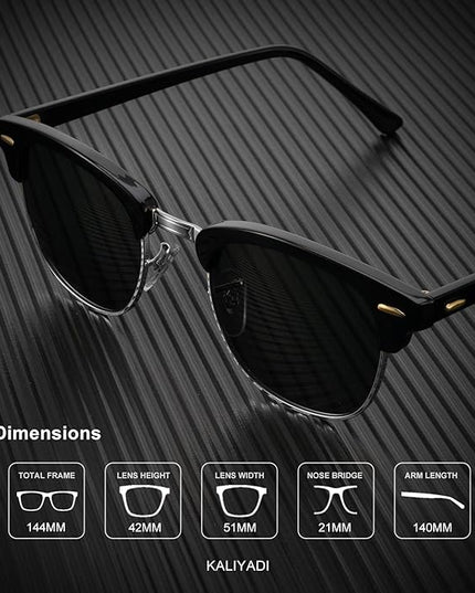 KALIYADI Polarized Sunglasses for Men and Women Semi-Rimless Frame Driving Sun glasses UV Blocking