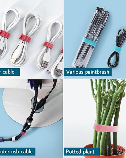 50PCS 6 Inch Reusable Cable Ties,Adjustable Cable Management,Cord Organizer,Cable Organizer,Multi-Purpose Wire Ties(Multi-color)