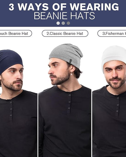 Slouchy Beanie for Women Men Soft Cotton Chemo Hats Double-Layer Warm Beanie Cap for Daily Wear & Transitional Seasons