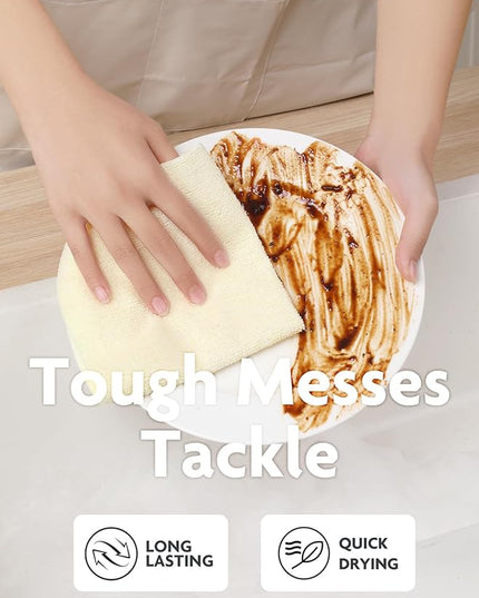 Fantasticlean Microfiber Cleaning Cloth Roll -75 Pack, Tear Away Microfiber Towels, 12" x 12", Reusable, Washable, Scratch Free, Ultra Absorbent Dishcloth for All-Around Cleaning Supplies (Beige)