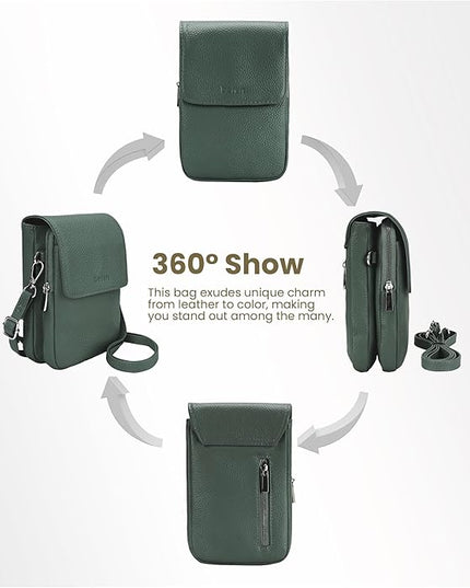 befen Genuine Leather Small Crossbody Bags for Women, Cell Phone Cross body Purse Bag with RFID Blocking Card Slots