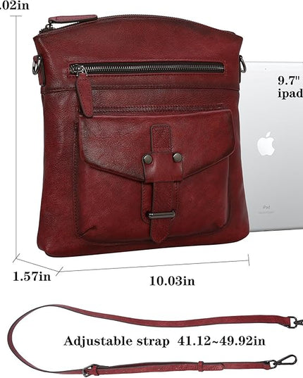 HESHE Leather Crossbody Bags for Women Satchel Purses Shoulder Purses and Handbags Cross Body Bag with Multi Pockets