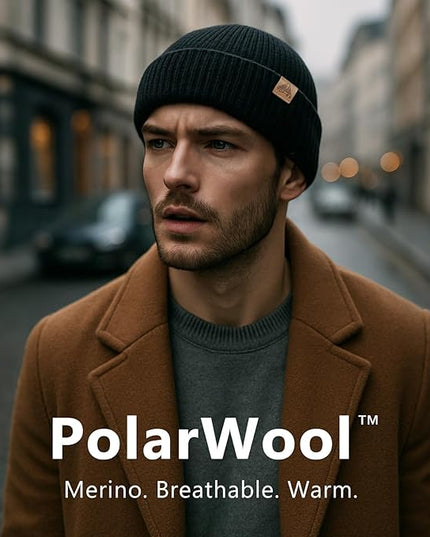 TOP-EX PolarWool™ 100% Merino Wool Fisherman Beanie Hat | Soft Single Layer Warm Short Sailor Trawler Cap for Men Women