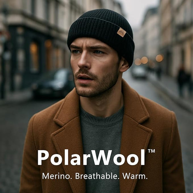 TOP-EX PolarWool™ 100% Merino Wool Fisherman Beanie Hat | Soft Single Layer Warm Short Sailor Trawler Cap for Men Women