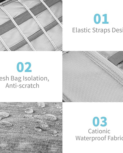 Electronics Organizer Travel Case,Electronic Accessories Storage Bag,Travel Cord Organizer Bag for Small Charging Cord Storage,Cables,2 Packs Black&Grey