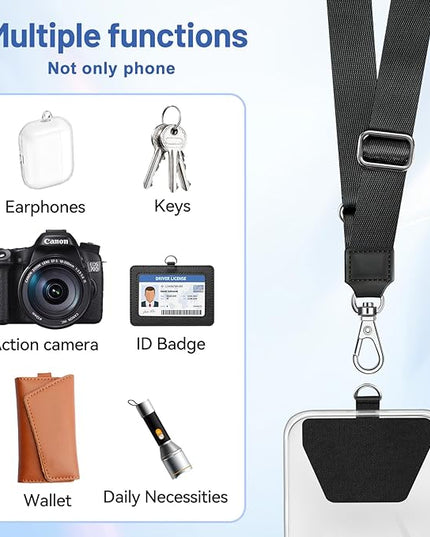 Doormoon Phone Lanyard, Universal Adjustable Neck Strap for Phone Case Keys ID Badges Cell Phone Lanyard Compatible with iPhone, Samsung, Most Smartphones, 2 Pack, Black Light Blue