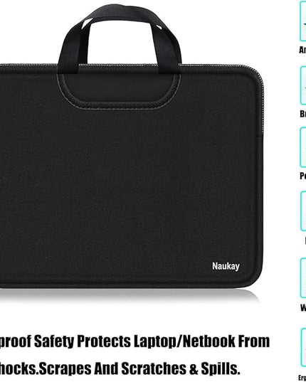 Laptop Sleeve Bag 15.6 Inch, Durable Traveling Briefcase Handle Bag & with Extra Pockets, Computer Protective Case Compatible for 15 15.6 inch HP, Dell, Acer, Asus, Black