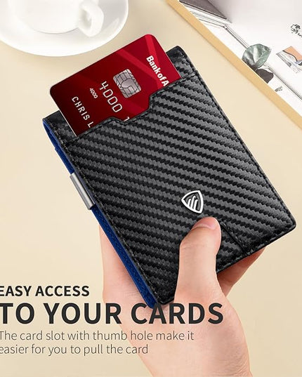 RUNBOX Mens Slim Wallet with Money Clip RFID Blocking Bifold Credit Card Holder for Men with Gift Box