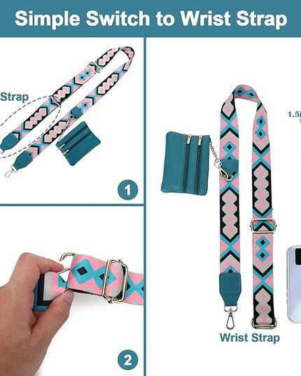 XANGNIER Clip and Go Strap for Phone with Wallet Crossbody, Phone Strap with Zippered Wallet, Adjustable Anti Theft Cellphone Lanyard for Women, Cellphone Chain Accessories,Multicolor 8